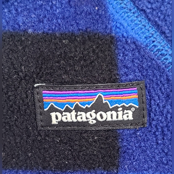 Patagonia Swirly Top Fleece Button Up Jacket Blue Plaid Size 0 Months NB - Picture 7 of 10